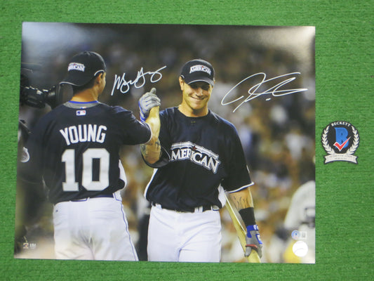 JOSH HAMILTON & MICHAEL YOUNG TEXAS RANGERS SIGNED All Star Game 16x20 BAS