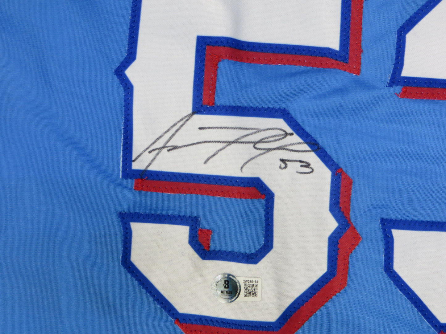 ADOLIS GARCIA TEXAS RANGERS SIGNED Light Blue JERSEY XL BAS COA