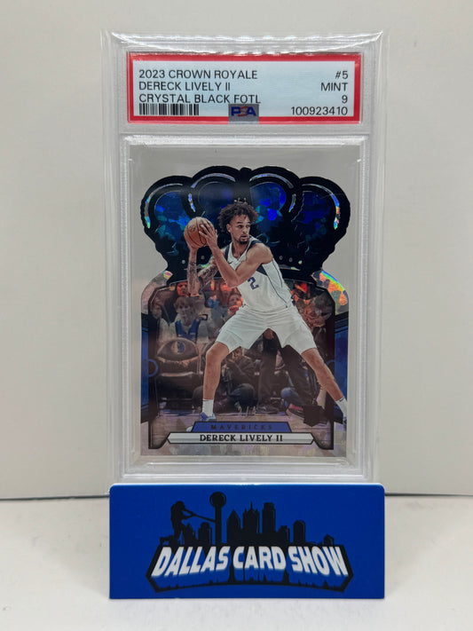 2023-24 Crown Royale #5 Crystal Black FOTL Dereck Lively PSA 9 Jersey # Match #2/4
