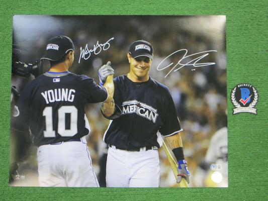 JOSH HAMILTON & MICHAEL YOUNG TEXAS RANGERS SIGNED All Star Game 16x20 BAS