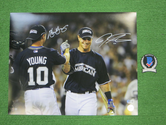 JOSH HAMILTON & MICHAEL YOUNG TEXAS RANGERS SIGNED All Star Game 16x20 BAS