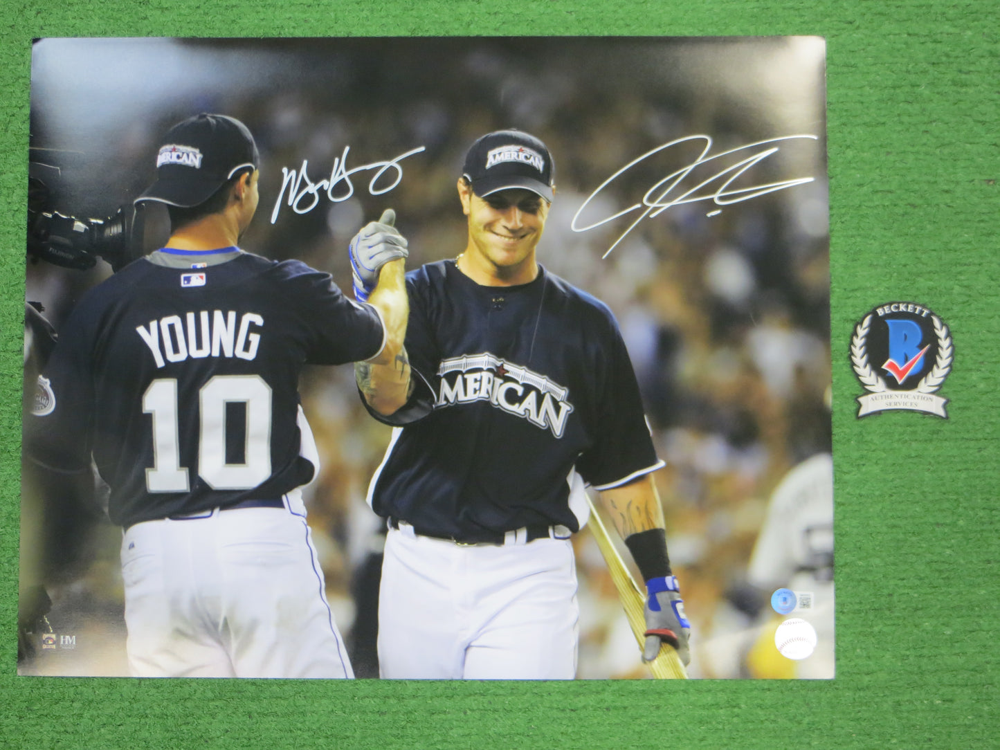 JOSH HAMILTON & MICHAEL YOUNG TEXAS RANGERS SIGNED All Star Game 16x20 BAS