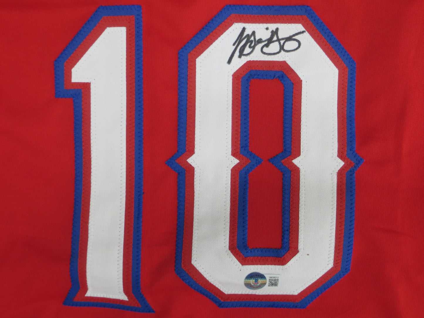 MICHAEL YOUNG TEXAS RANGERS SIGNED RED JERSEY size 2XL BAS COA