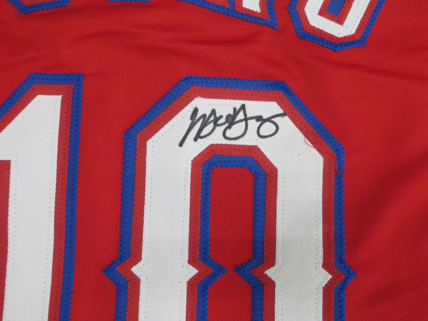 MICHAEL YOUNG TEXAS RANGERS SIGNED RED JERSEY size 3XL BAS COA