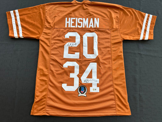 EARL CAMPBELL RICKY WILLIAMS SIGNED ORANGE HEISMAN JERSEY Texas Longhorns BAS