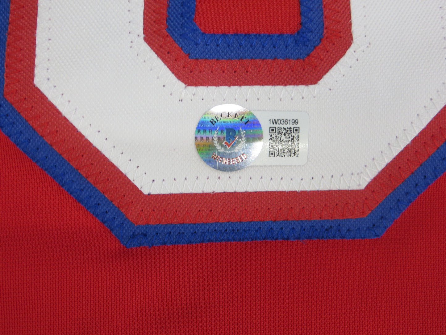 MICHAEL YOUNG TEXAS RANGERS SIGNED RED JERSEY size XL BAS COA