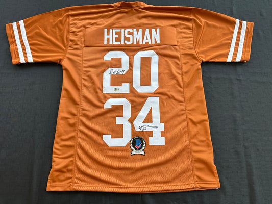 EARL CAMPBELL RICKY WILLIAMS SIGNED ORANGE HEISMAN JERSEY Texas Longhorns BAS