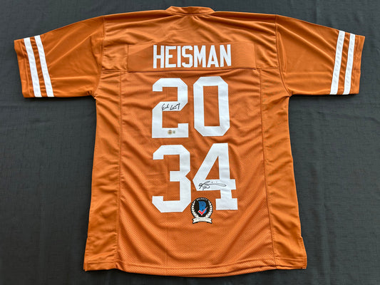 EARL CAMPBELL RICKY WILLIAMS SIGNED ORANGE HEISMAN JERSEY Texas Longhorns BAS