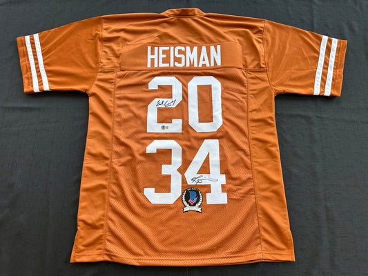 EARL CAMPBELL RICKY WILLIAMS SIGNED ORANGE HEISMAN JERSEY Texas Longhorns BAS