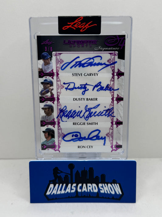 2024 Leaf Ultimate Sports 4 Signatures Garvey,Baker,Smith and Cey Autograph Card /15