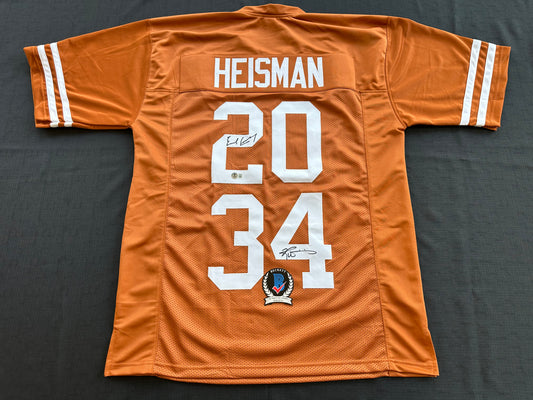 EARL CAMPBELL RICKY WILLIAMS SIGNED ORANGE HEISMAN JERSEY Texas Longhorns BAS