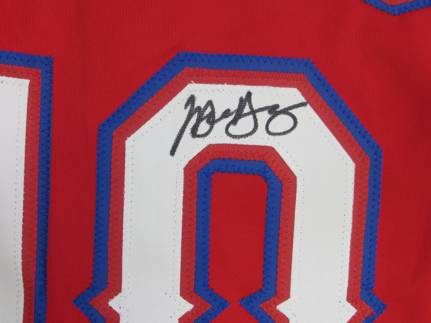MICHAEL YOUNG TEXAS RANGERS SIGNED RED JERSEY size L BAS COA