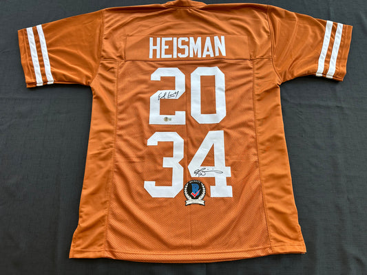 EARL CAMPBELL RICKY WILLIAMS SIGNED ORANGE HEISMAN JERSEY Texas Longhorns BAS