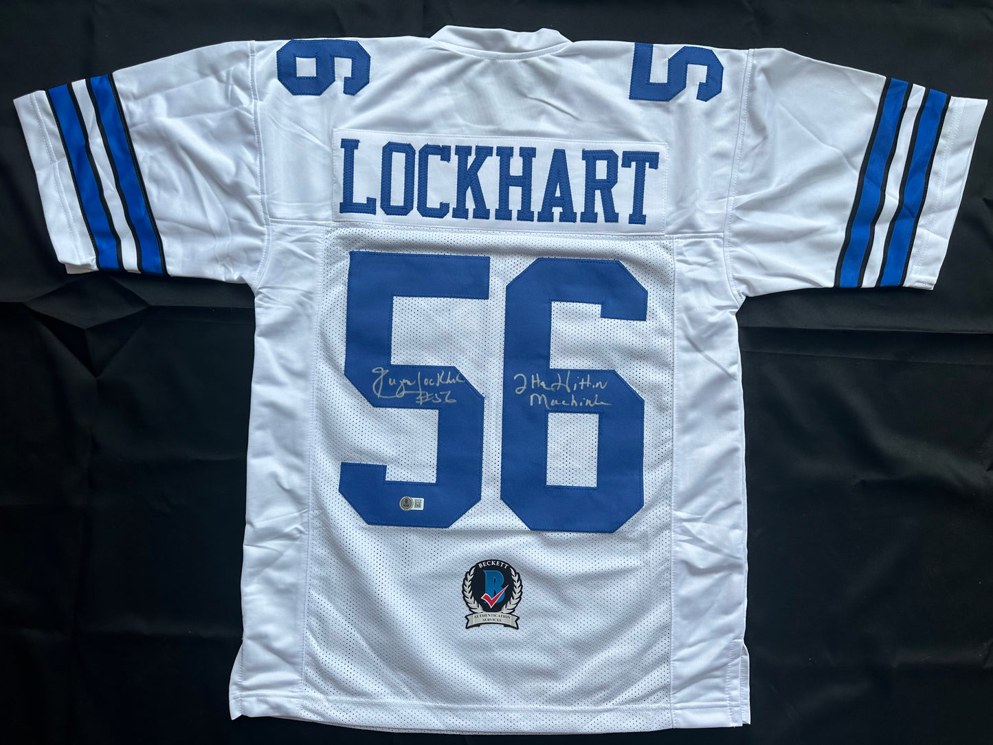 EUGENE LOCKHART DALLAS COWBOYS SIGNED WHITE JERSEY w/MULTI INSCs M BAS