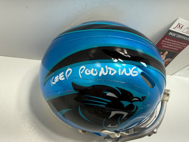 RAGHIB ROCKET ISMAIL CAROLINA PANTHERS SIGNED FLASH HELMET KEEP POUNDING JSA COA