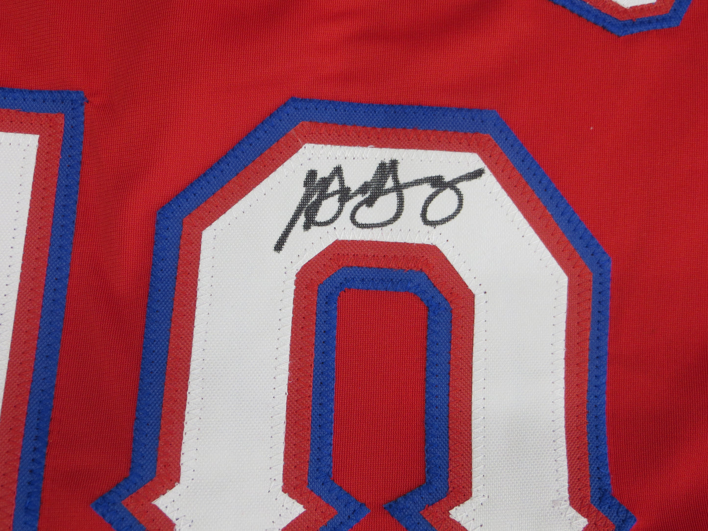 MICHAEL YOUNG TEXAS RANGERS SIGNED RED JERSEY size L BAS COA