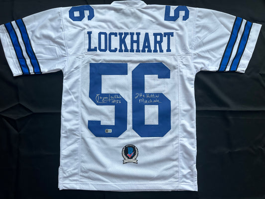 EUGENE LOCKHART DALLAS COWBOYS SIGNED WHITE JERSEY w/MULTI INSCs M BAS