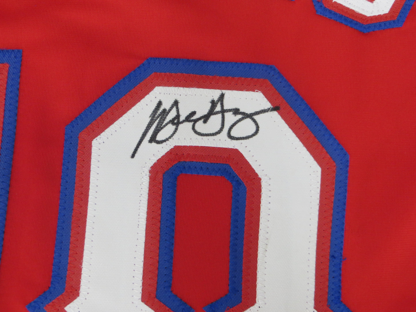 MICHAEL YOUNG TEXAS RANGERS SIGNED RED JERSEY size L BAS COA