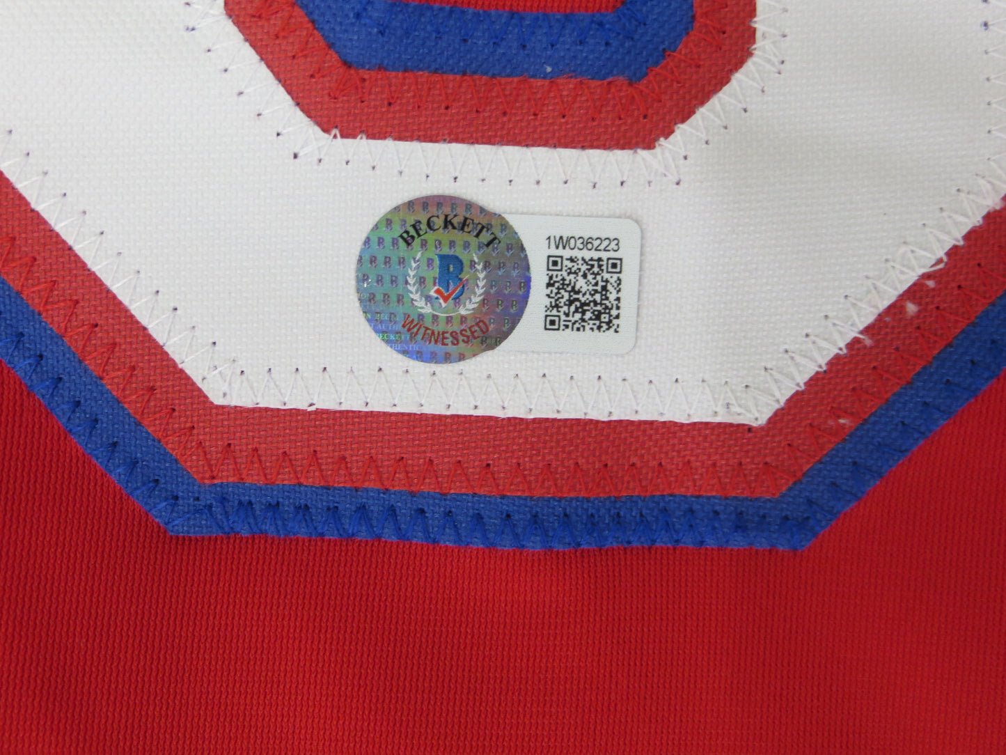 MICHAEL YOUNG TEXAS RANGERS SIGNED RED JERSEY size L BAS COA