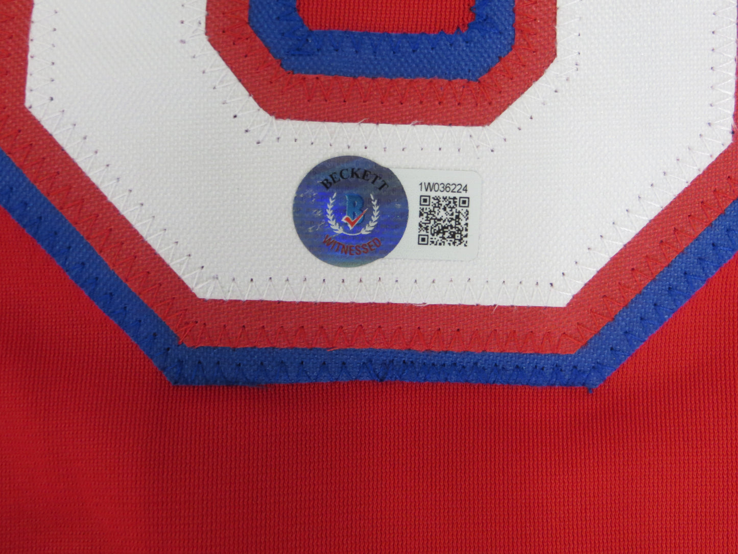 MICHAEL YOUNG TEXAS RANGERS SIGNED RED JERSEY size L BAS COA