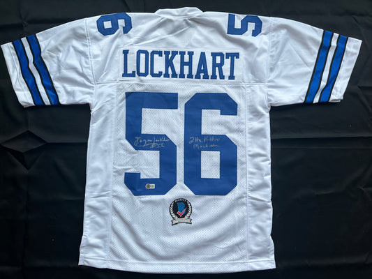 EUGENE LOCKHART DALLAS COWBOYS SIGNED WHITE JERSEY w/MULTI INSCs M BAS
