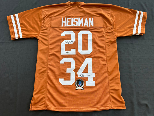 EARL CAMPBELL RICKY WILLIAMS SIGNED ORANGE HEISMAN JERSEY Texas Longhorns BAS