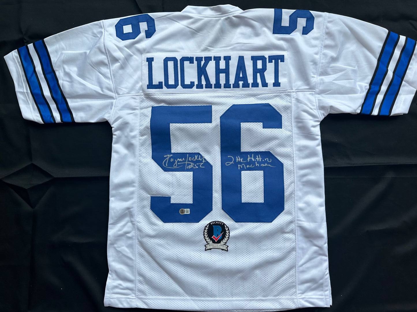 EUGENE LOCKHART DALLAS COWBOYS SIGNED WHITE JERSEY w/MULTI INSCs M BAS