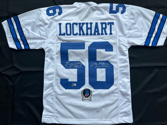 EUGENE LOCKHART DALLAS COWBOYS SIGNED WHITE JERSEY w/MULTI INSCs M BAS