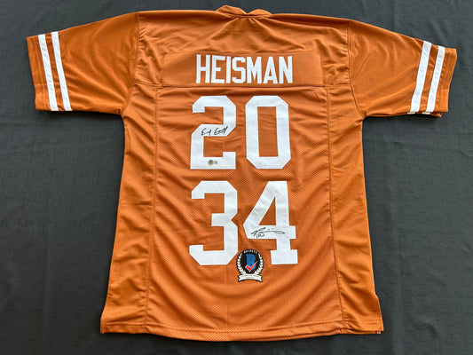 EARL CAMPBELL RICKY WILLIAMS SIGNED ORANGE HEISMAN JERSEY Texas Longhorns BAS