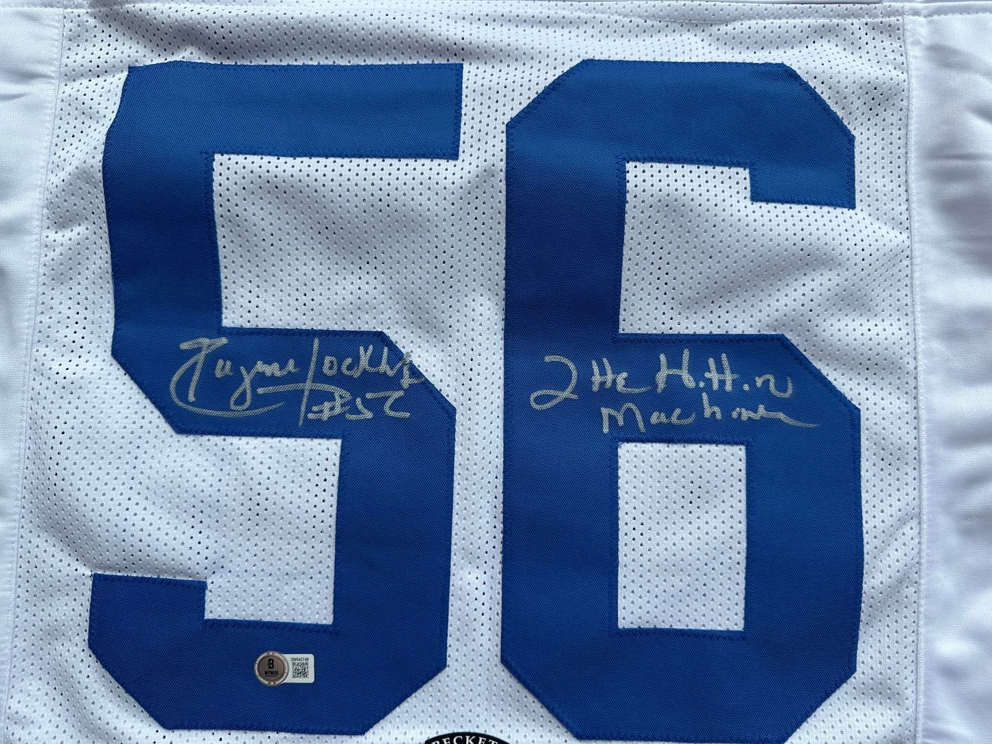 EUGENE LOCKHART DALLAS COWBOYS SIGNED WHITE JERSEY w/MULTI INSCs M BAS