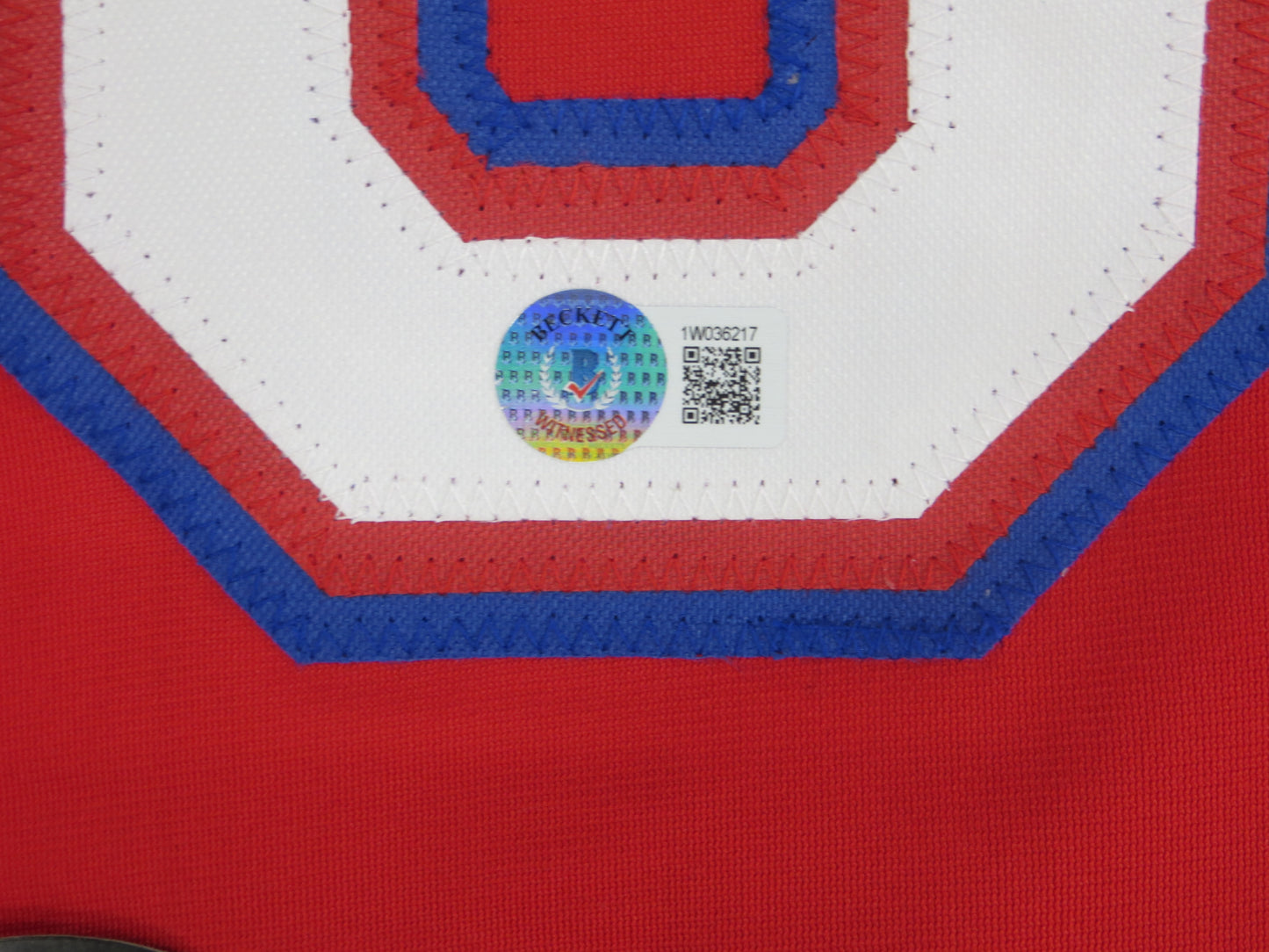 MICHAEL YOUNG TEXAS RANGERS SIGNED RED JERSEY size L BAS COA