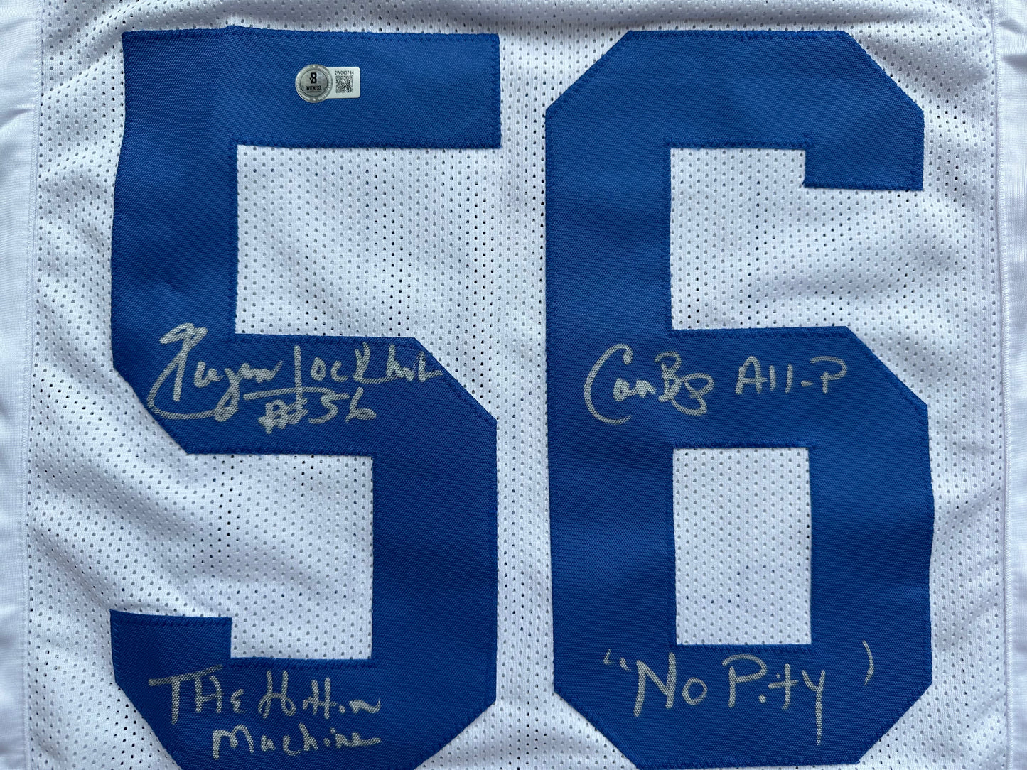 EUGENE LOCKHART DALLAS COWBOYS SIGNED WHITE JERSEY w/MULTI INSCs M BAS