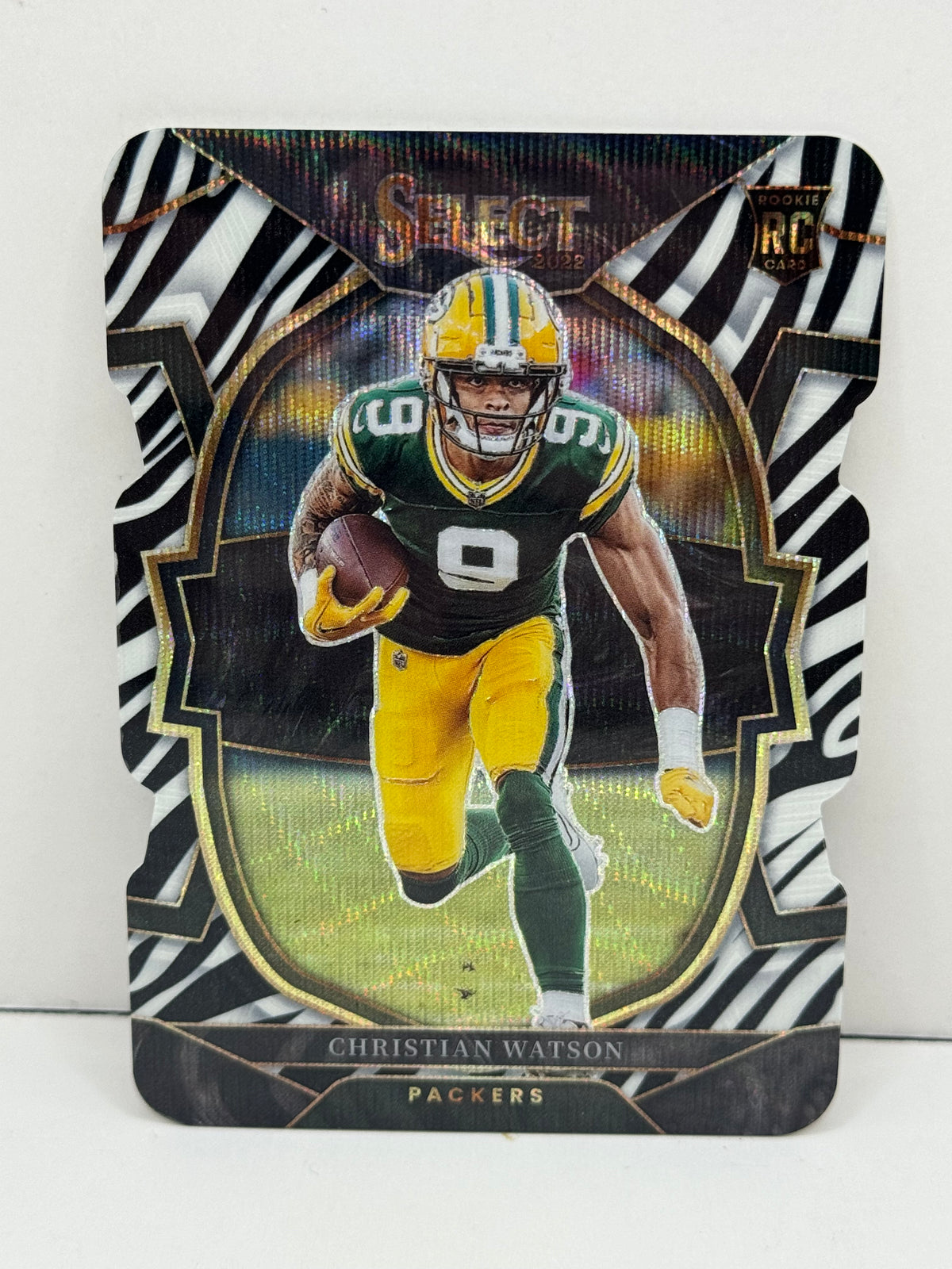 2022 Select Christian Watson Zebra Rookie Die-Cut SSP #53 Packers ...