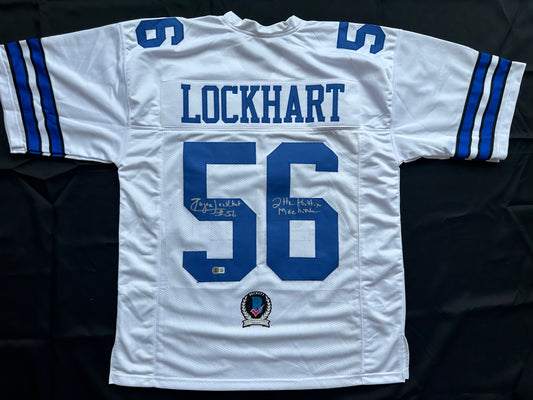 EUGENE LOCKHART DALLAS COWBOYS SIGNED WHITE JERSEY w/MULTI INSCs L BAS