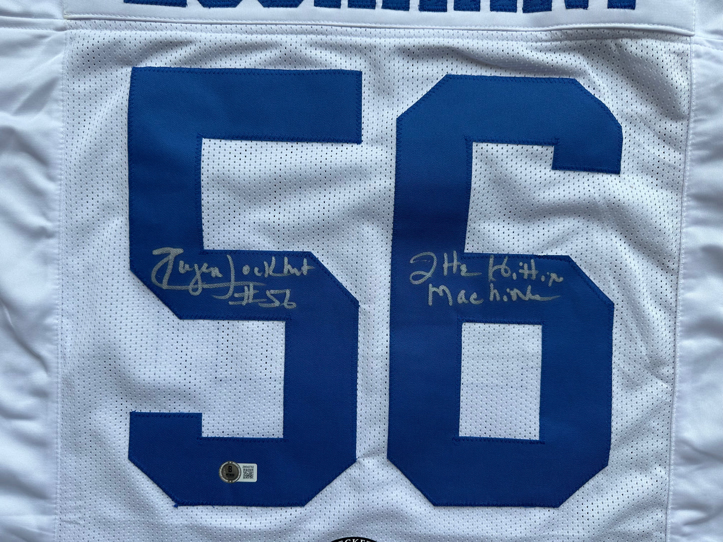 EUGENE LOCKHART DALLAS COWBOYS SIGNED WHITE JERSEY w/MULTI INSCs L BAS