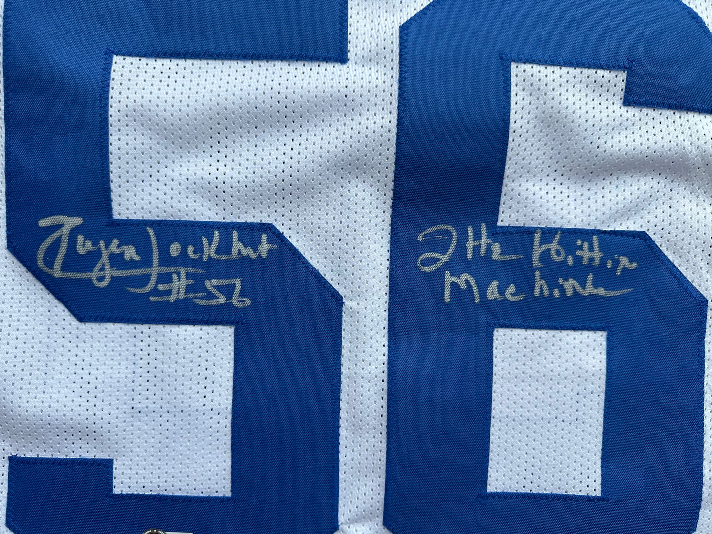 EUGENE LOCKHART DALLAS COWBOYS SIGNED WHITE JERSEY w/MULTI INSCs L BAS