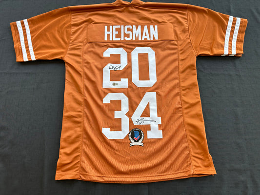 EARL CAMPBELL RICKY WILLIAMS SIGNED ORANGE HEISMAN JERSEY Texas Longhorns BAS