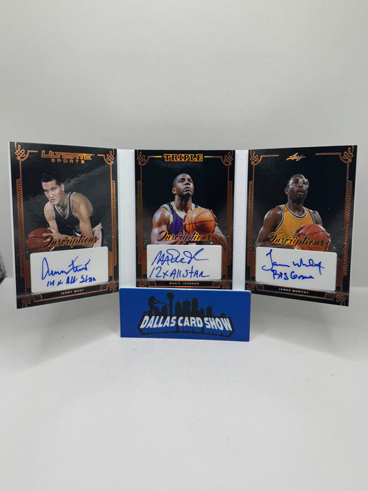 2024 Leaf Ultimate Sports Triple Inscriptions Booklet West,Johnson and Worthy /10