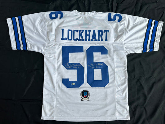 EUGENE LOCKHART DALLAS COWBOYS SIGNED WHITE JERSEY w/MULTI INSCs M BAS