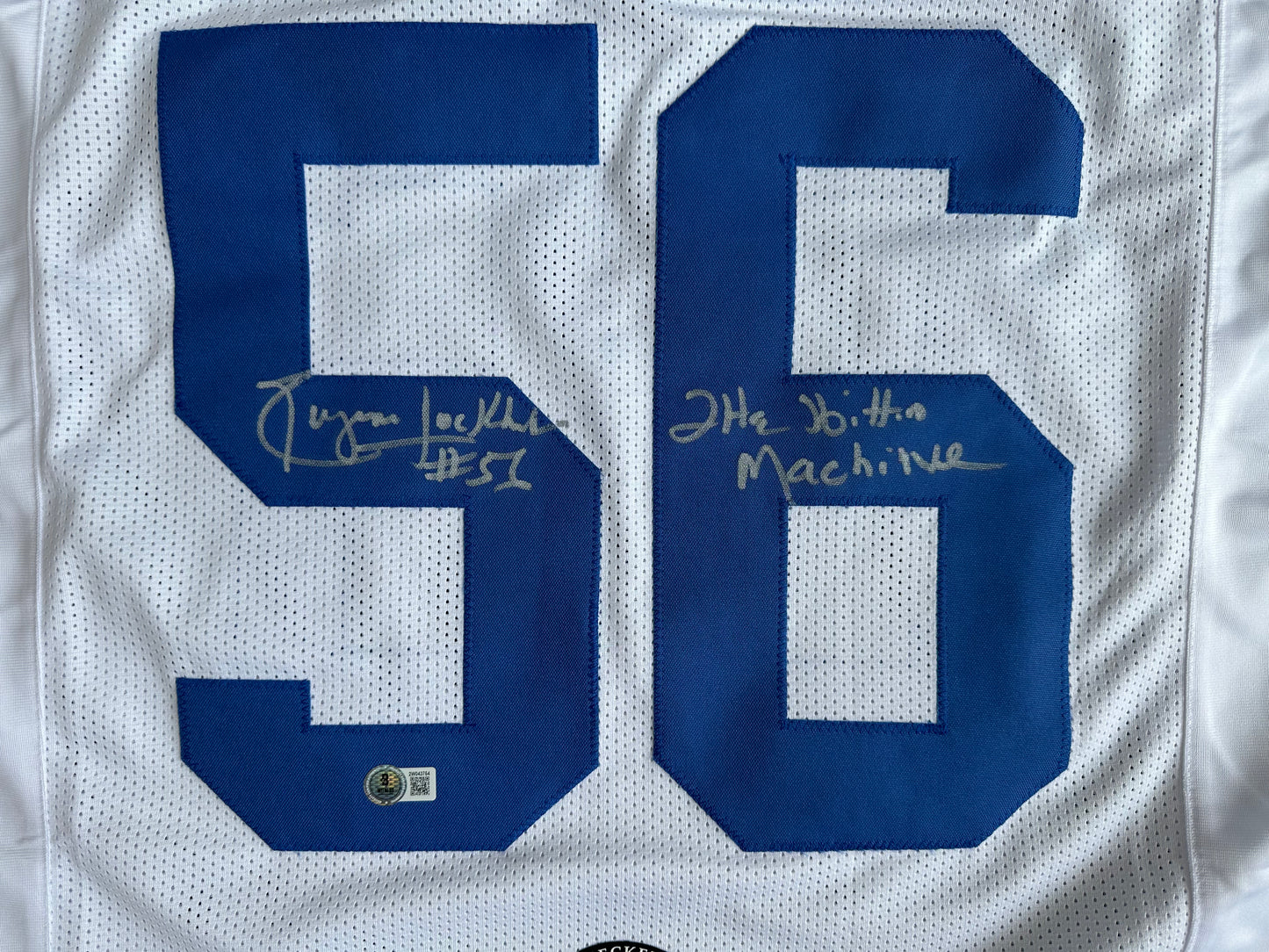 EUGENE LOCKHART DALLAS COWBOYS SIGNED WHITE JERSEY w/MULTI INSCs L BAS