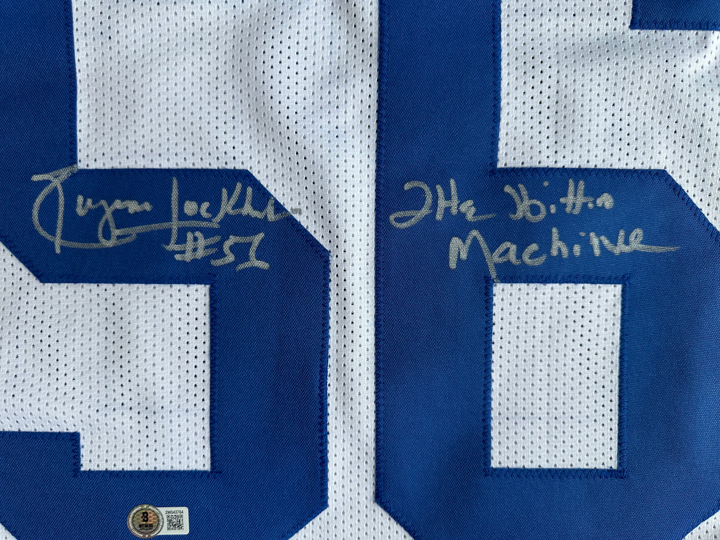 EUGENE LOCKHART DALLAS COWBOYS SIGNED WHITE JERSEY w/MULTI INSCs L BAS