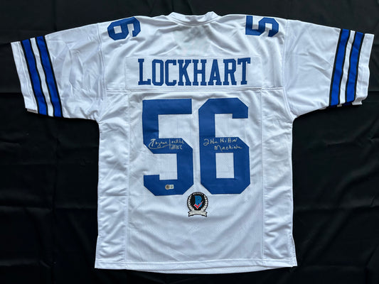 EUGENE LOCKHART DALLAS COWBOYS SIGNED WHITE JERSEY w/MULTI INSCs L BAS