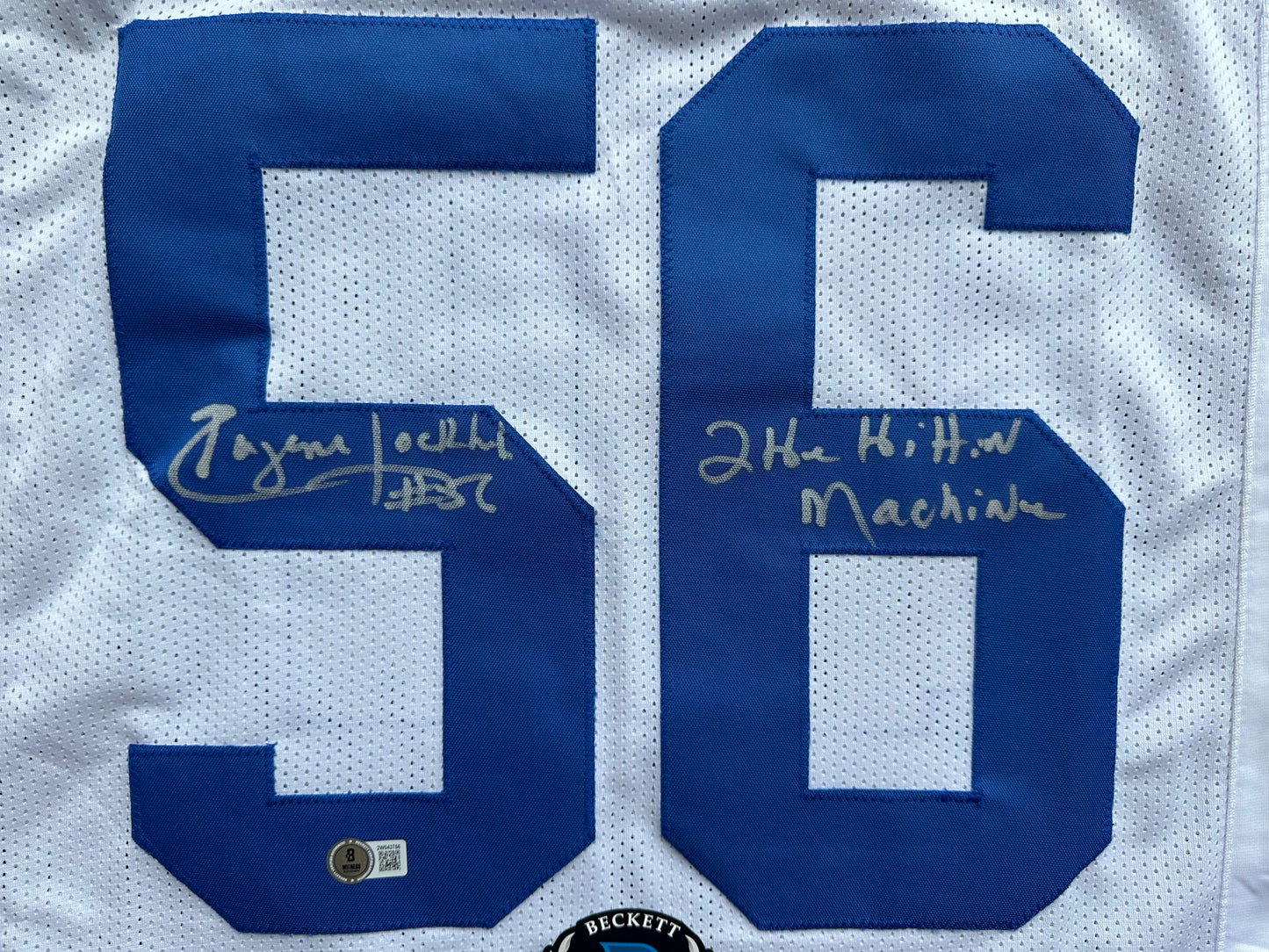 EUGENE LOCKHART DALLAS COWBOYS SIGNED WHITE JERSEY w/MULTI INSCs L BAS