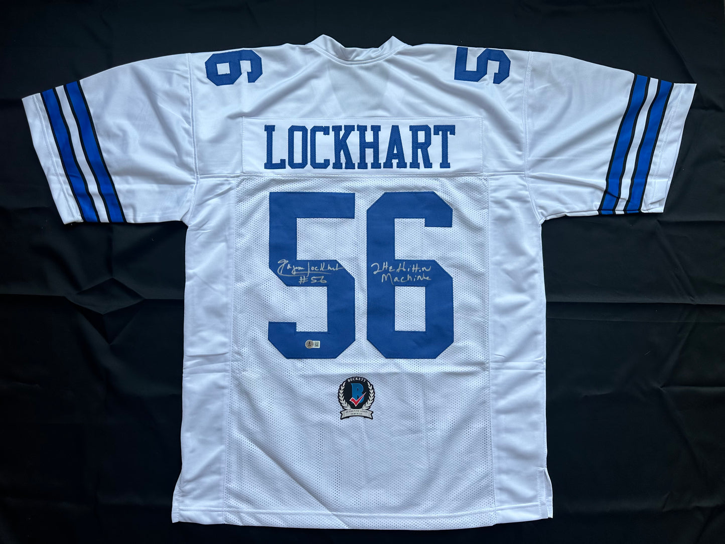 EUGENE LOCKHART DALLAS COWBOYS SIGNED WHITE JERSEY w/MULTI INSCs XL BAS