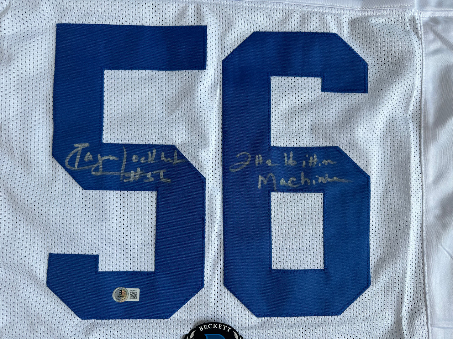 EUGENE LOCKHART DALLAS COWBOYS SIGNED WHITE JERSEY w/MULTI INSCs XL BAS