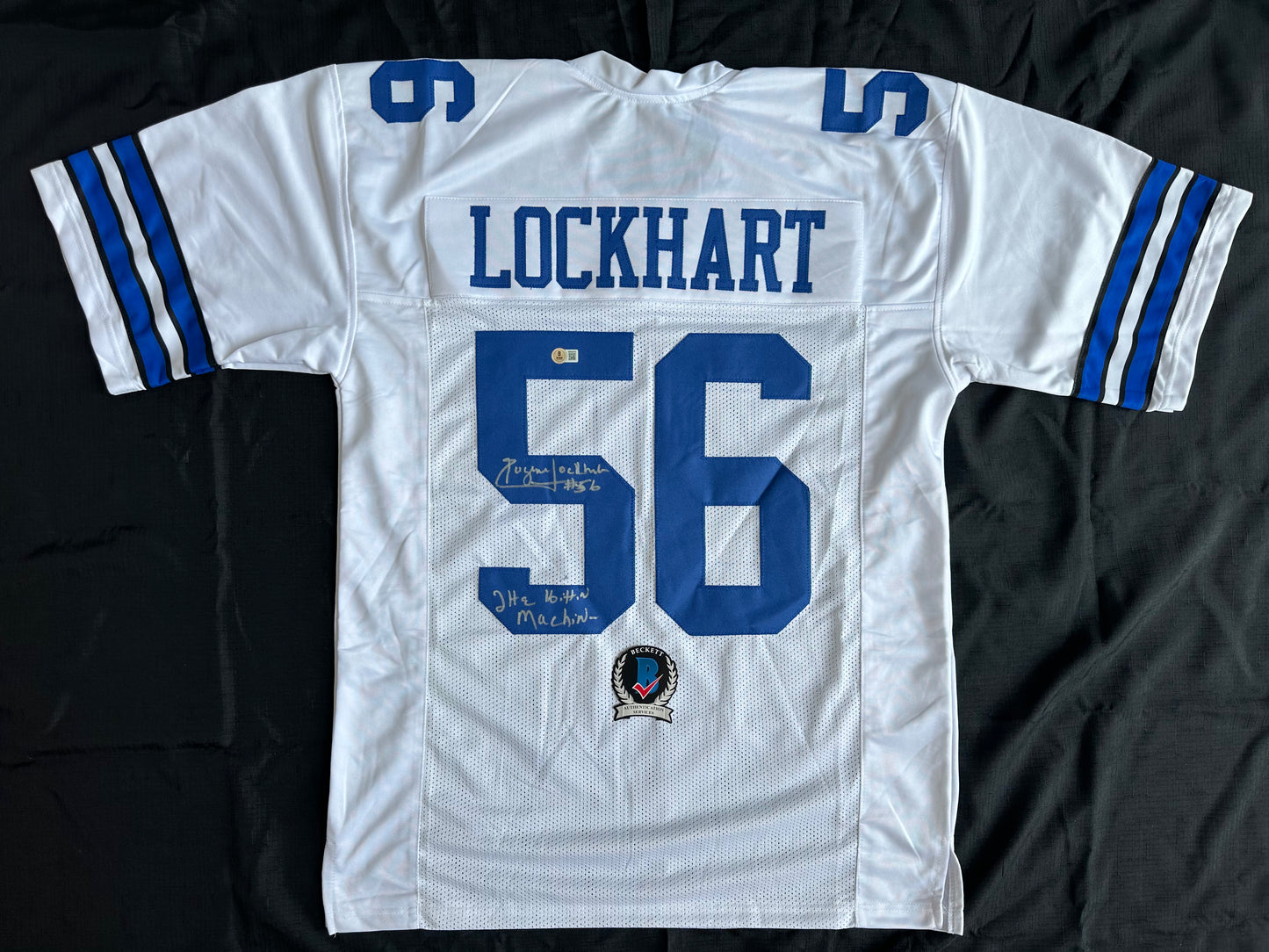 EUGENE LOCKHART DALLAS COWBOYS SIGNED WHITE JERSEY w/MULTI INSCs XL BAS