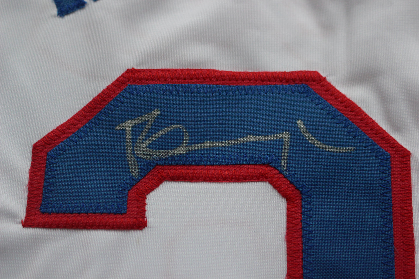 PETE INCAVIGLIA RANGERS WHITE #29 "INKY" "GO RANGERS !" JSA