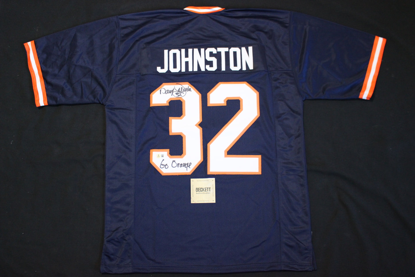 DARYL JOHNSTON SYRACUSE ORANGEMEN SIGNED FOOTBALL JERSEY "Go Orange!" BAS COA