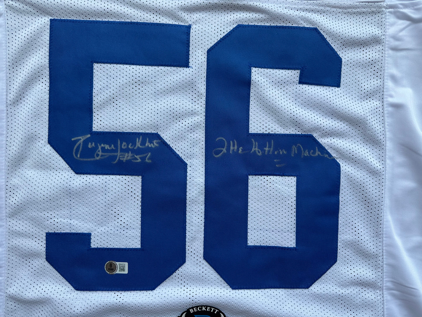 EUGENE LOCKHART DALLAS COWBOYS SIGNED WHITE JERSEY w/MULTI INSCs XL BAS