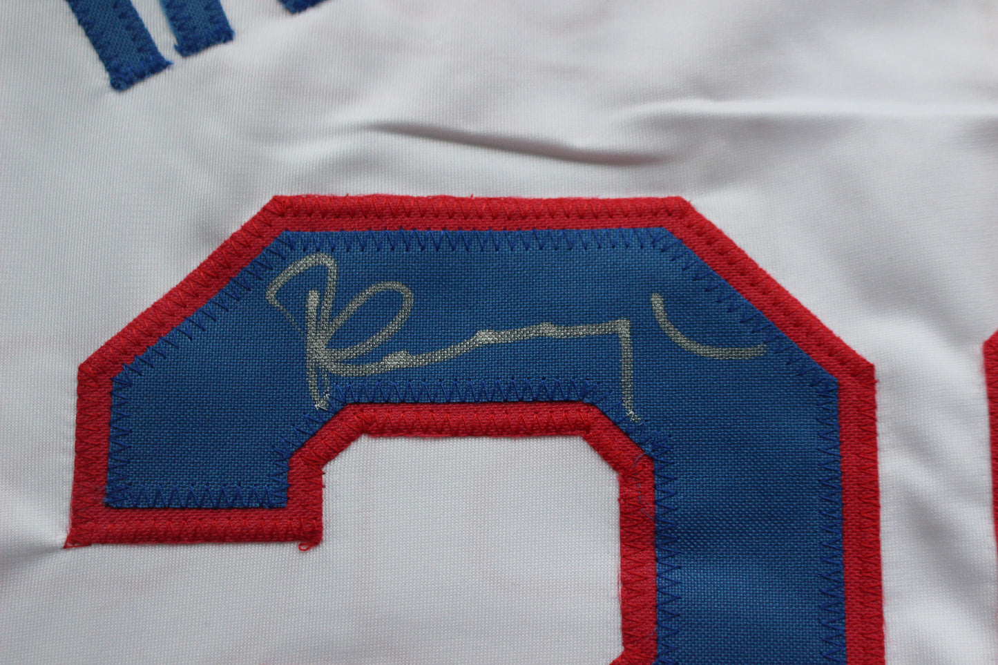 PETE INCAVIGLIA RANGERS WHITE #29 "INKY" "GO RANGERS !" JSA